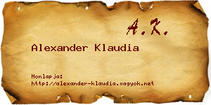 Alexander Klaudia névjegykártya