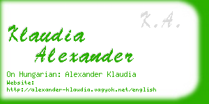 klaudia alexander business card